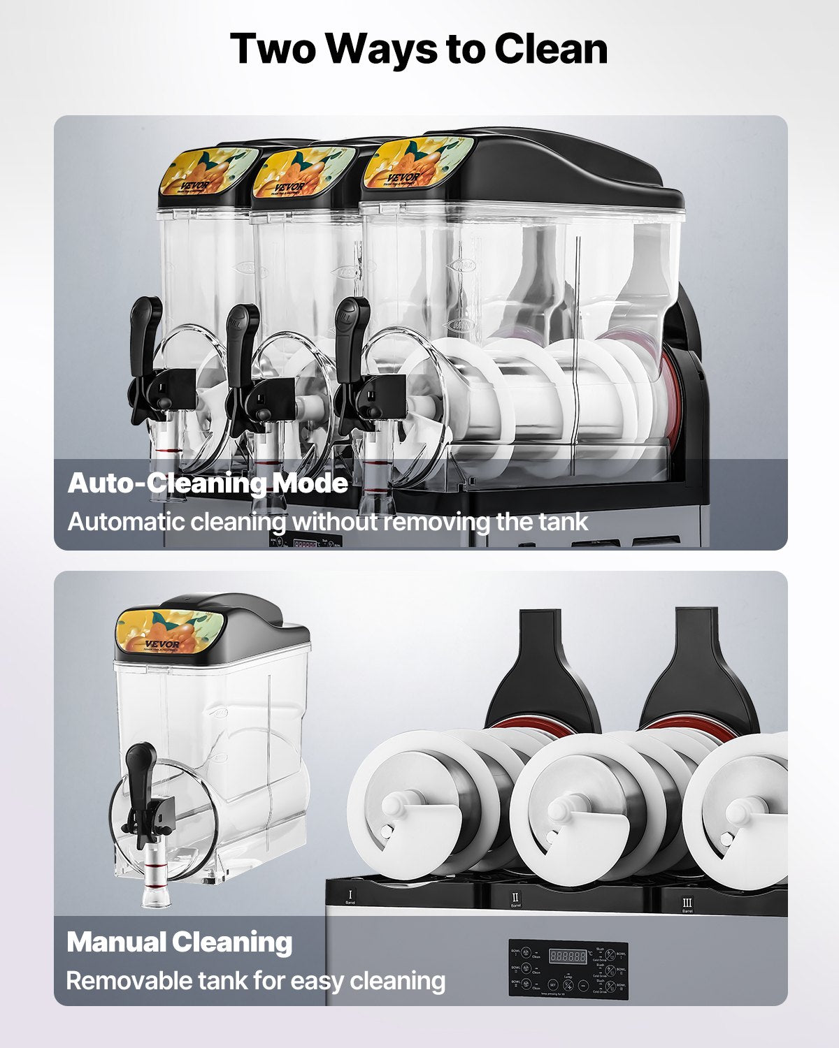 Commercial Frozen Drink Maker, 15Lx3 Triple Tank Slushy Machine, 180 Cups Stainless Steel Margarita Smoothie Frozen Drink Machine, Slushie Maker for Home Party Restaurants Cafe Bars - Image 5