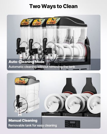 Commercial Frozen Drink Maker, 15Lx3 Triple Tank Slushy Machine, 180 Cups Stainless Steel Margarita Smoothie Frozen Drink Machine, Slushie Maker for Home Party Restaurants Cafe Bars - Image 5