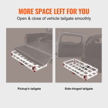 49.4 x 22.4 x 7.1 in Hitch Cargo Carrier, 500lb Capacity Trailer Hitch Mount Aluminum Cargo Basket, Luggage Carrier Rack Fits 2" Hitch Receiver for SUV Truck Pickup Camping - Image 5