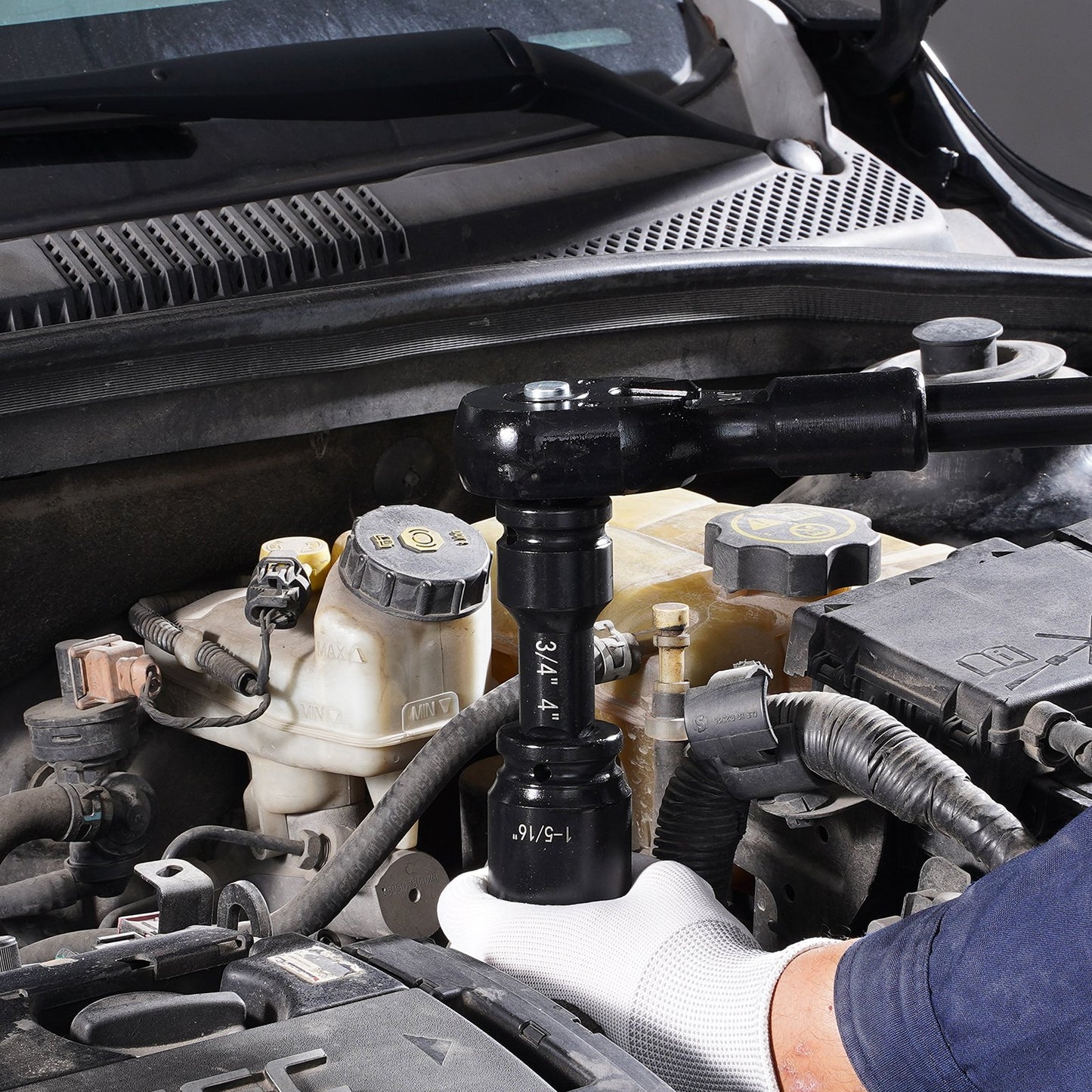 3/4 in Drive Impact Socket Set, 21 Pieces SAE 3/4 in to 2 in, 6 Point Cr-V Alloy Steel for Auto Repair, Easy-to-Read Size Markings, Includes Extension Bars, Ratchet Handle and Storage Case - Image 8