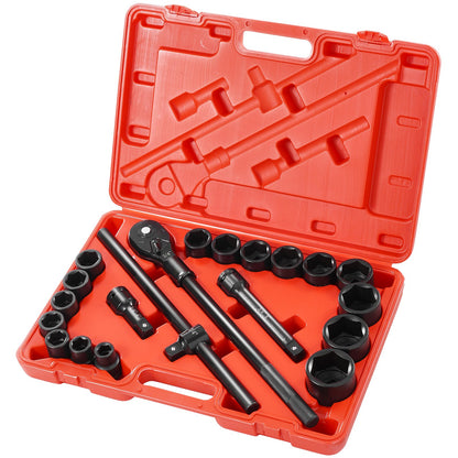 3/4 in Drive Impact Socket Set, 21 Pieces SAE 3/4 in to 2 in, 6 Point Cr-V Alloy Steel for Auto Repair, Easy-to-Read Size Markings, Includes Extension Bars, Ratchet Handle and Storage Case - Image 9