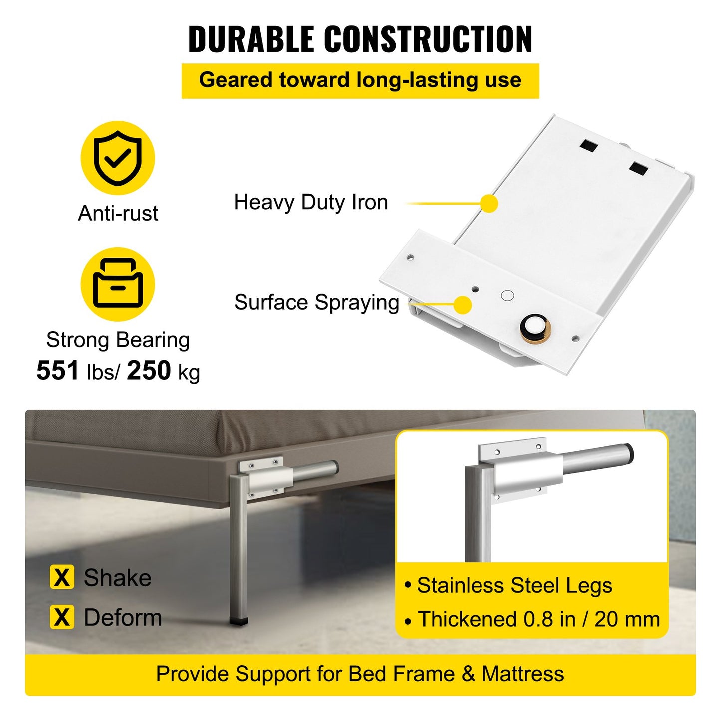 DIY Murphy Bed Springs Mechanism Hardware Kit Horizontal for Twin Size Bed - Image 5