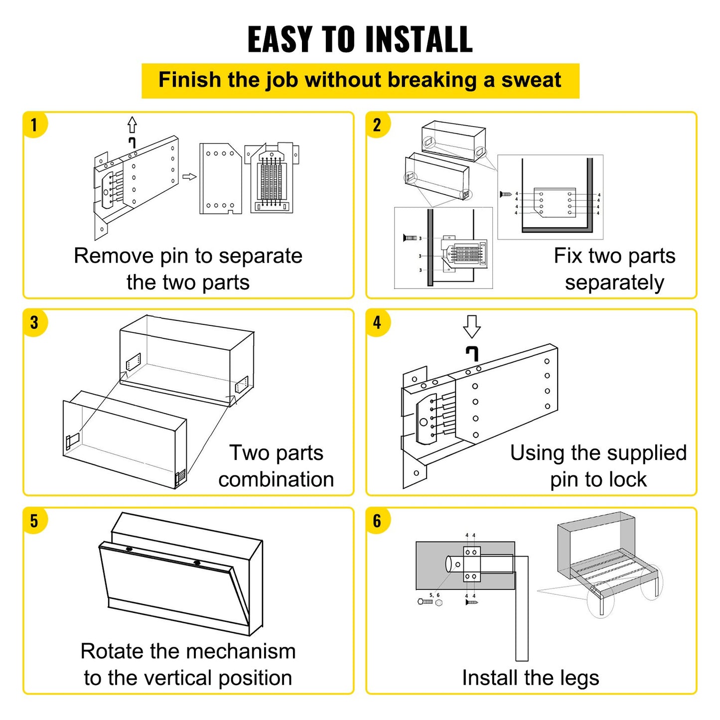 DIY Murphy Bed Springs Mechanism Hardware Kit Horizontal for Twin Size Bed - Image 6