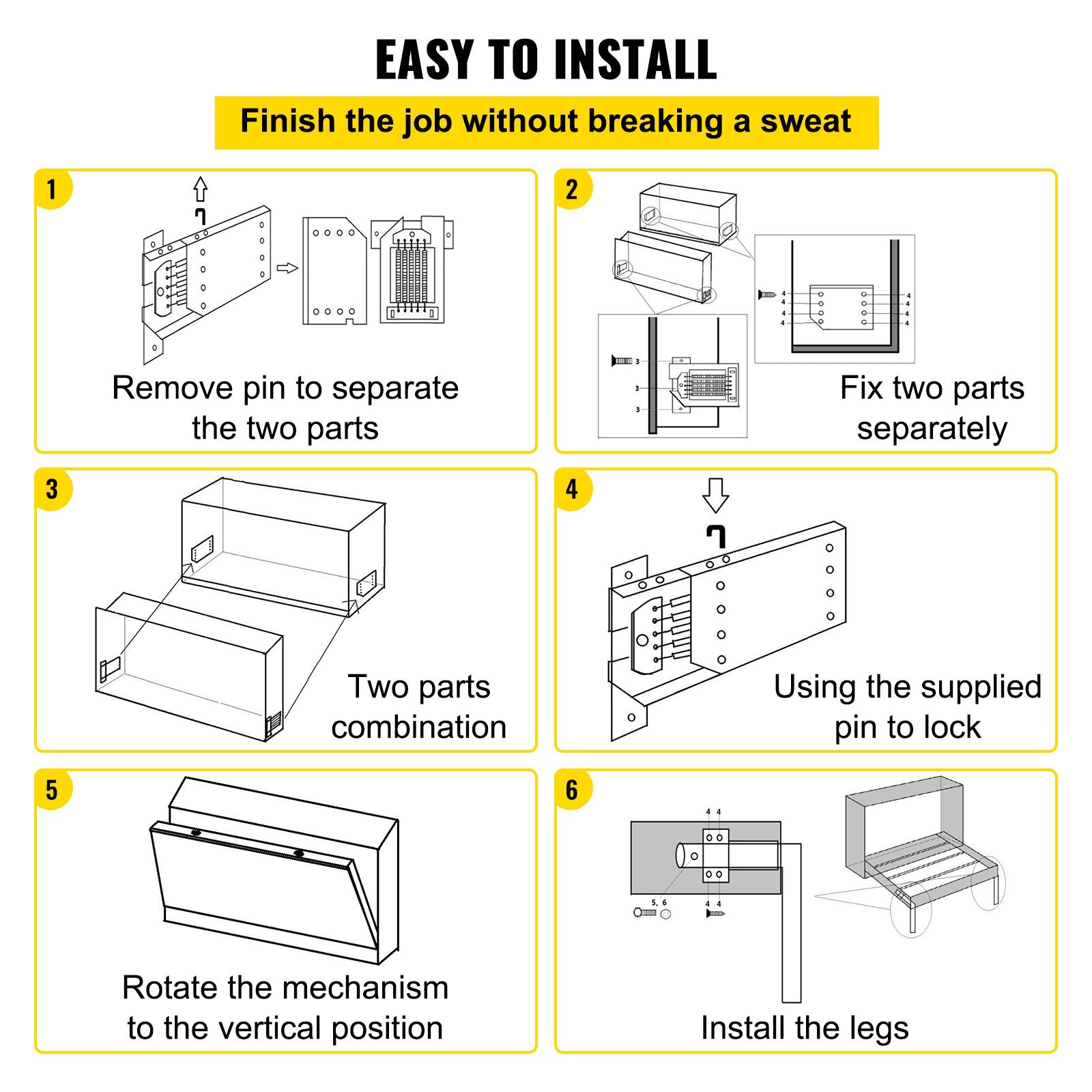 DIY Murphy Bed Springs Mechanism Hardware Kit Horizontal for Twin Size Bed - Image 6