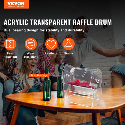 Acrylic Raffle Drum, Holds 2500 Tickets or 100 Raffle Balls, Professional Raffle Ticket Spinning Cage with 2 Keys, Transparent Lottery Spinning Drawing, Raffle Ticket Box for Lottery Games Bingo - Image 2