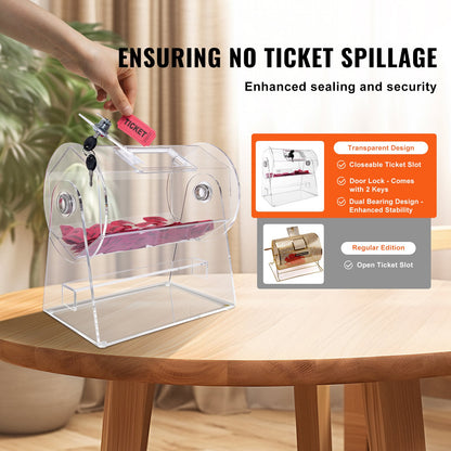 Acrylic Raffle Drum, Holds 2500 Tickets or 100 Raffle Balls, Professional Raffle Ticket Spinning Cage with 2 Keys, Transparent Lottery Spinning Drawing, Raffle Ticket Box for Lottery Games Bingo - Image 4