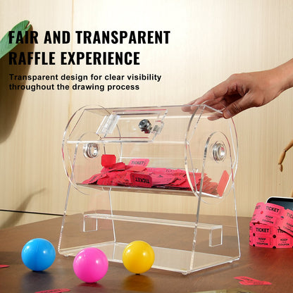 Acrylic Raffle Drum, Holds 2500 Tickets or 100 Raffle Balls, Professional Raffle Ticket Spinning Cage with 2 Keys, Transparent Lottery Spinning Drawing, Raffle Ticket Box for Lottery Games Bingo - Image 6