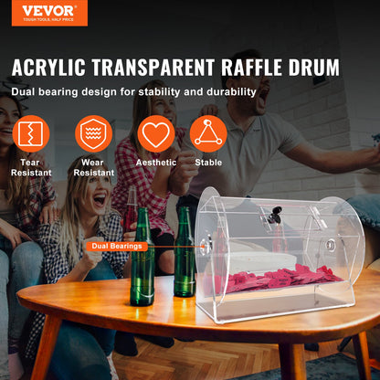Acrylic Raffle Drum, Holds 5000 Tickets or 200 Raffle Balls, Professional Raffle Ticket Spinning Cage with 2 Keys, Transparent Lottery Spinning Drawing, Raffle Ticket Box for Lottery Games Bingo - Image 2