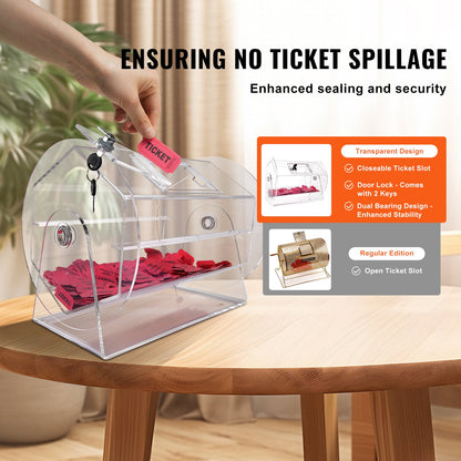 Acrylic Raffle Drum, Holds 5000 Tickets or 200 Raffle Balls, Professional Raffle Ticket Spinning Cage with 2 Keys, Transparent Lottery Spinning Drawing, Raffle Ticket Box for Lottery Games Bingo - Image 4