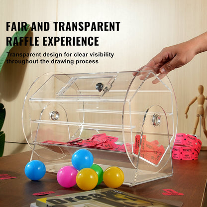 Acrylic Raffle Drum, Holds 5000 Tickets or 200 Raffle Balls, Professional Raffle Ticket Spinning Cage with 2 Keys, Transparent Lottery Spinning Drawing, Raffle Ticket Box for Lottery Games Bingo - Image 6