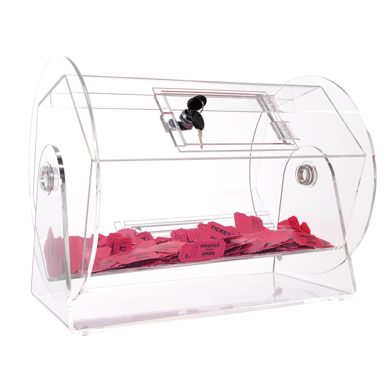 Acrylic Raffle Drum, Holds 5000 Tickets or 200 Raffle Balls, Professional Raffle Ticket Spinning Cage with 2 Keys, Transparent Lottery Spinning Drawing, Raffle Ticket Box for Lottery Games Bingo - Image 9