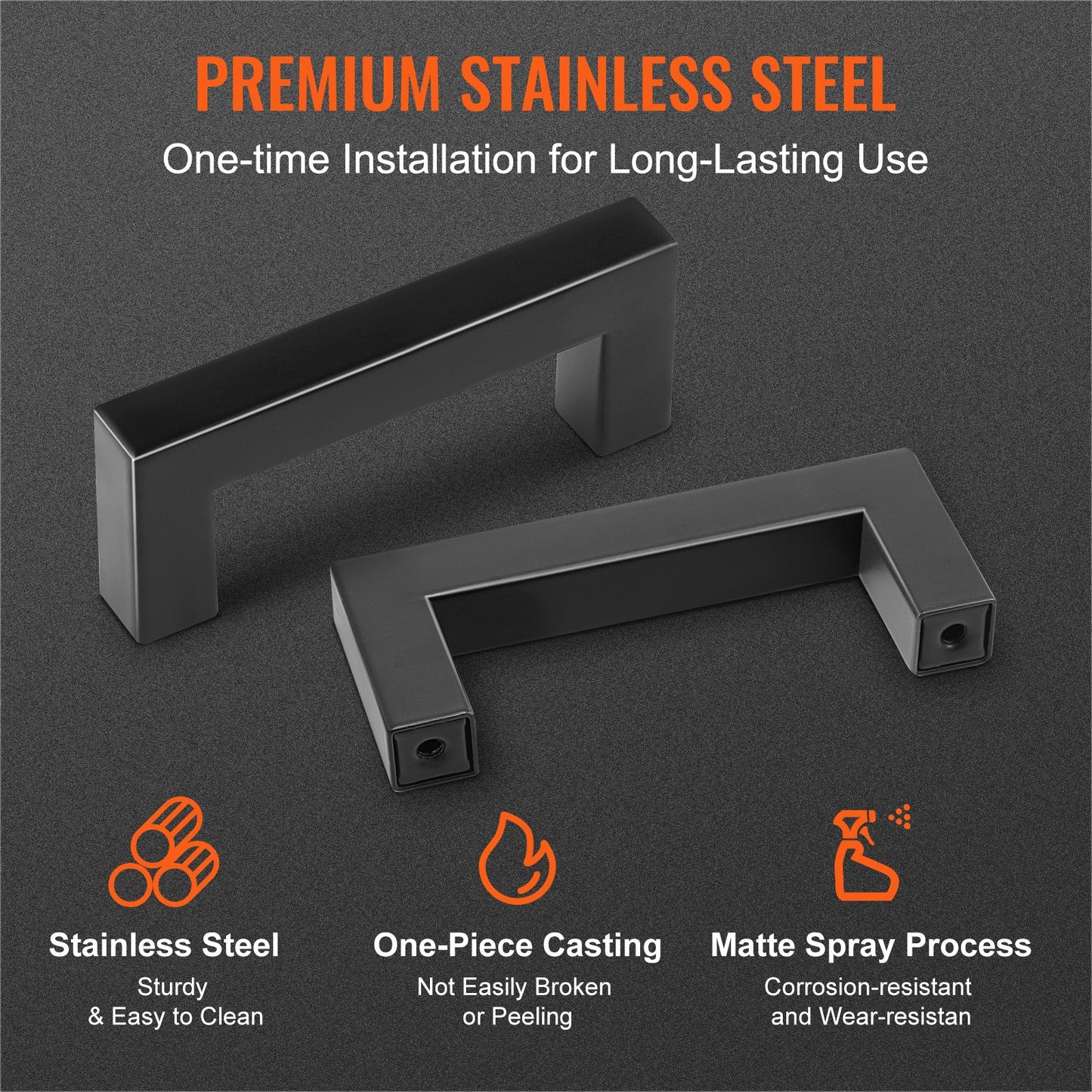 10 Pack Cabinet Pulls, 3in / 76mm Center to Center Slim Square Kitchen Cabinet Drawer, Stainless Steel Modern Kitchen Cupboard Door Handles for Kitchen Bathroom Bar Hardware Matte Black - Image 4