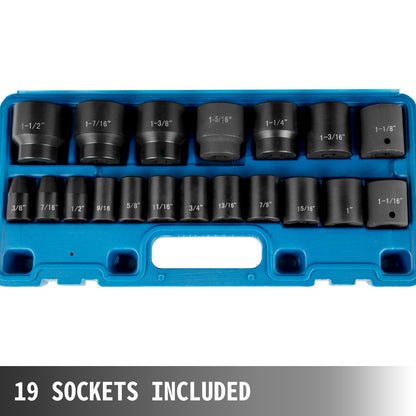 Impact Socket Set 1/2 Inches 19 Piece Impact Sockets, Standard Socket Assortment, 1/2 Inches Drive Socket Set Impact Standard SAE (3/8 Inches to 1-1/2 Inches) 6-point Hex Sockets - Image 5
