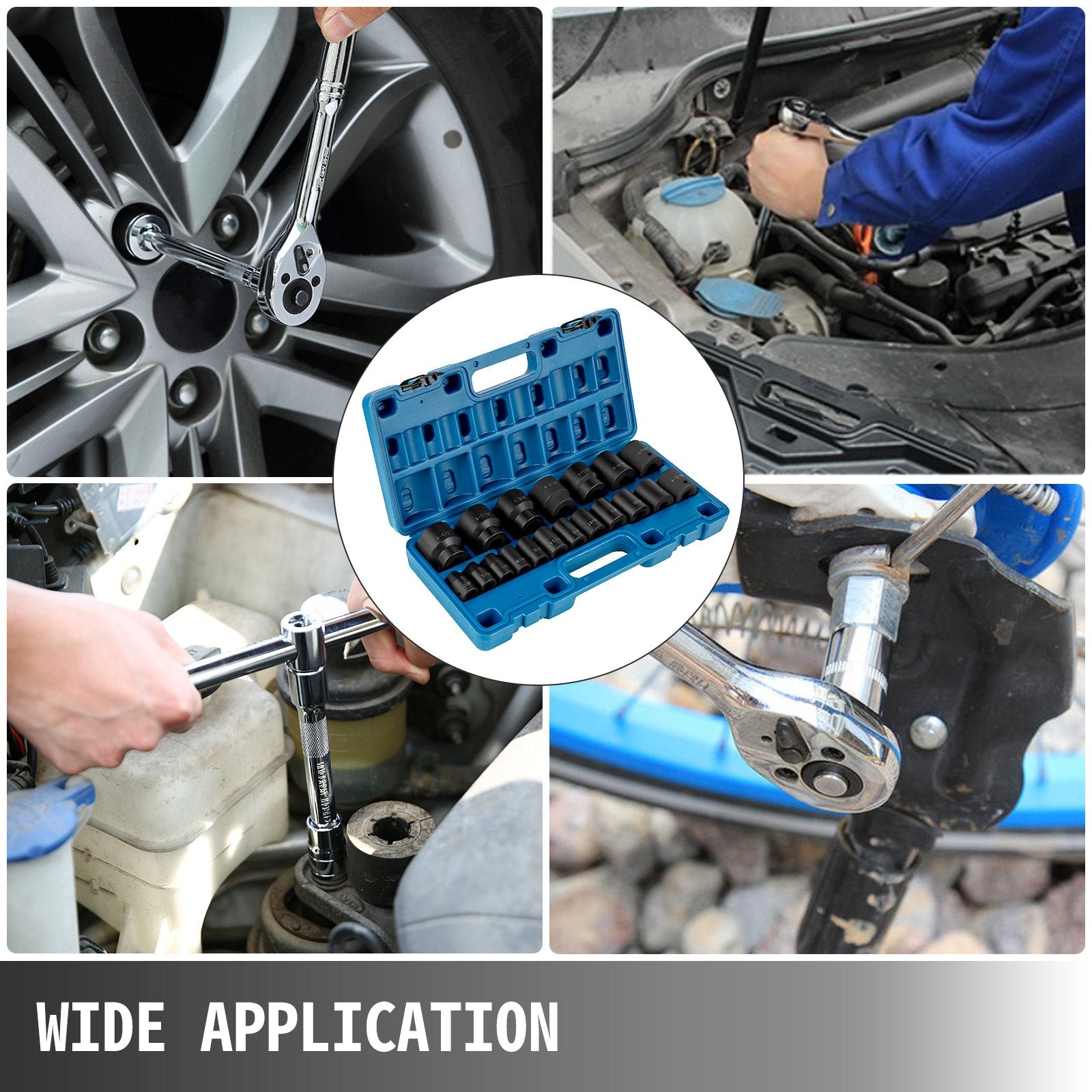 Impact Socket Set 1/2 Inches 19 Piece Impact Sockets, Standard Socket Assortment, 1/2 Inches Drive Socket Set Impact Standard SAE (3/8 Inches to 1-1/2 Inches) 6-point Hex Sockets - Image 7