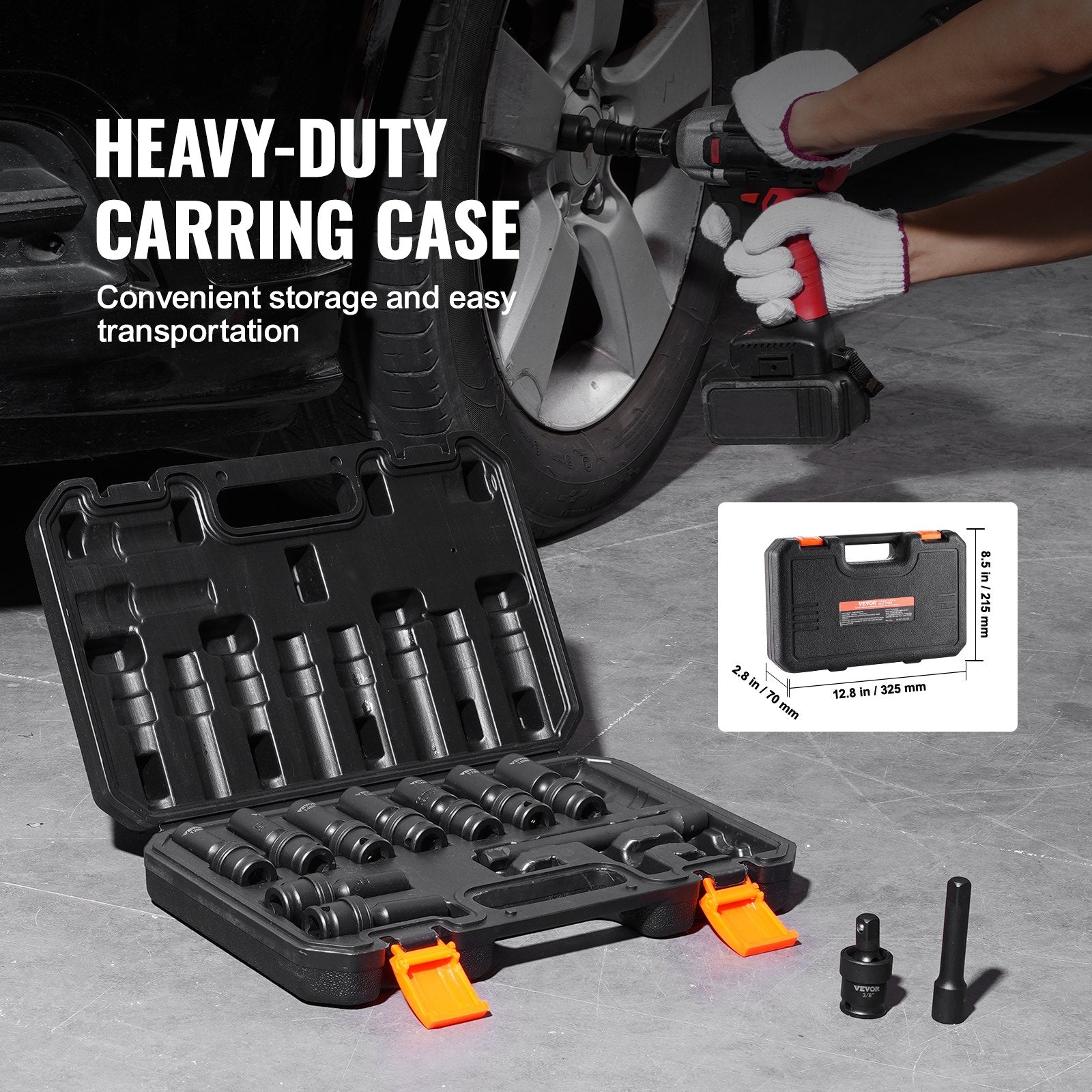 360 Degree Swivel Impact Sockets Set 14pcs 6-Point 3/8in Drive Socket Set - Image 6