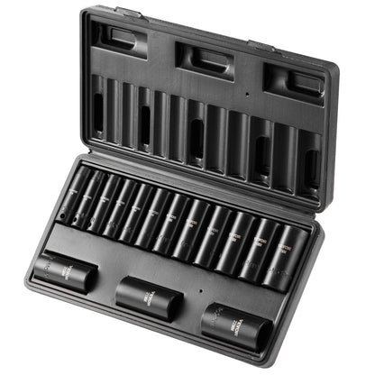 3/8" Drive Impact Socket Set, 15 Piece Deep Socket Set Metric 8-22mm, 6 Point Cr-Mo Alloy Steel for Auto Repair, Easy-to-Read Size Markings, Rugged Construction, Includes Storage Case - Image 9
