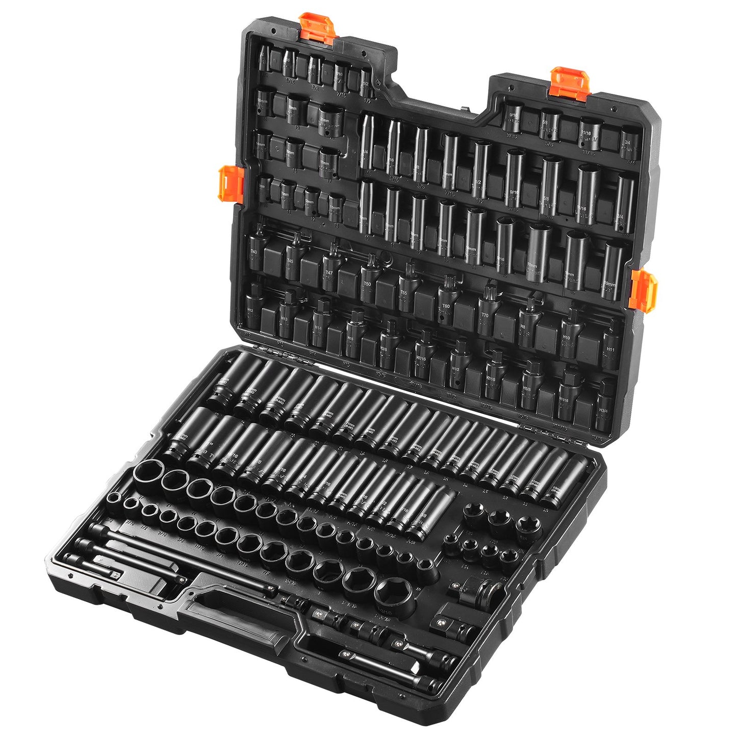 Impact Sockets Set 130PCS 6-Point 3/8" & 1/2" Drive Bit Ratchet Tool Kit - Image 9
