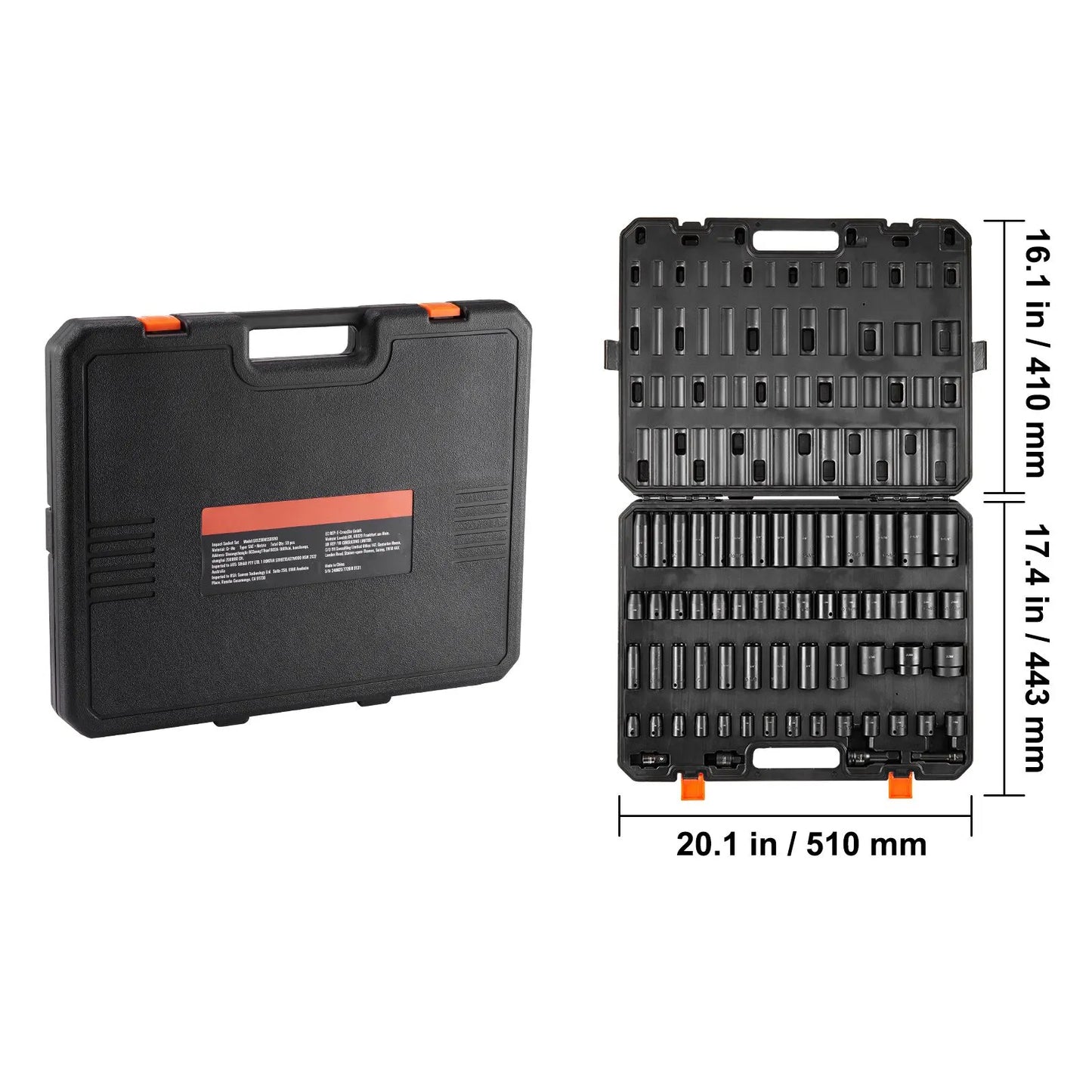 Impact Sockets Set 59pcs 6-Point 3/8" & 1/2" Drive Bit Ratchet Tool Kit - Image 8