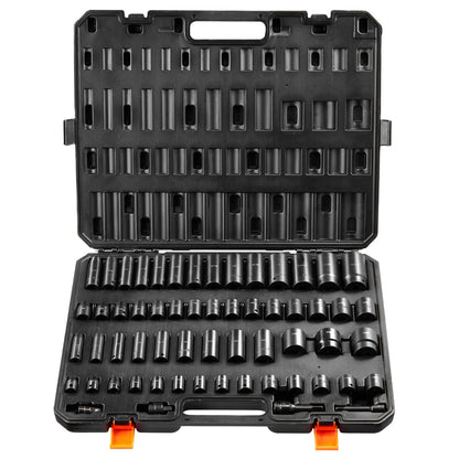 Impact Sockets Set 59pcs 6-Point 3/8" & 1/2" Drive Bit Ratchet Tool Kit - Image 9