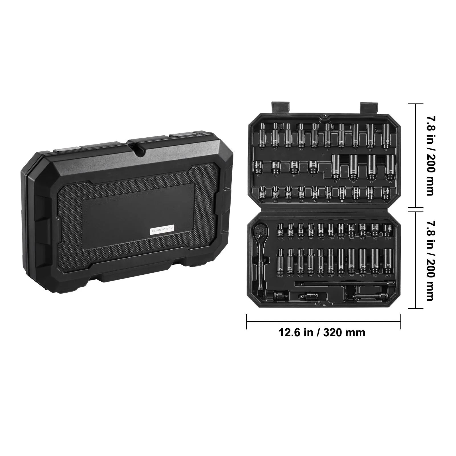 1/4" Drive Impact Socket Set, 55 Piece Deep & Shallow Socket Set SAE 5/32"-9/16" and Metric 4-15mm, 6 Point CR-V Alloy Steel for Auto Repair, Easy-to-Read Size Markings, Storage Case - Image 8