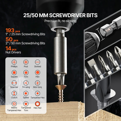 Drill Bit Set, 318 Pieces Drill and Driver Bit Set, Screwdriver Bit Set Suitable for Wood Metal Cement Drilling and Screw Driving, Drill Bit Sets Combo Kit Assorted in Organized Carrying Case - Image 4