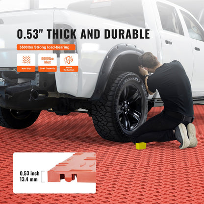 Garage Tiles Interlocking, 12 x 12 x 0.53 inch 25 Pack Garage Floor Covering Tiles, Non-Slip Double-Sided Texture Garage Flooring Tiles, for Garages, Basements, Repair Shops, Red - Image 3
