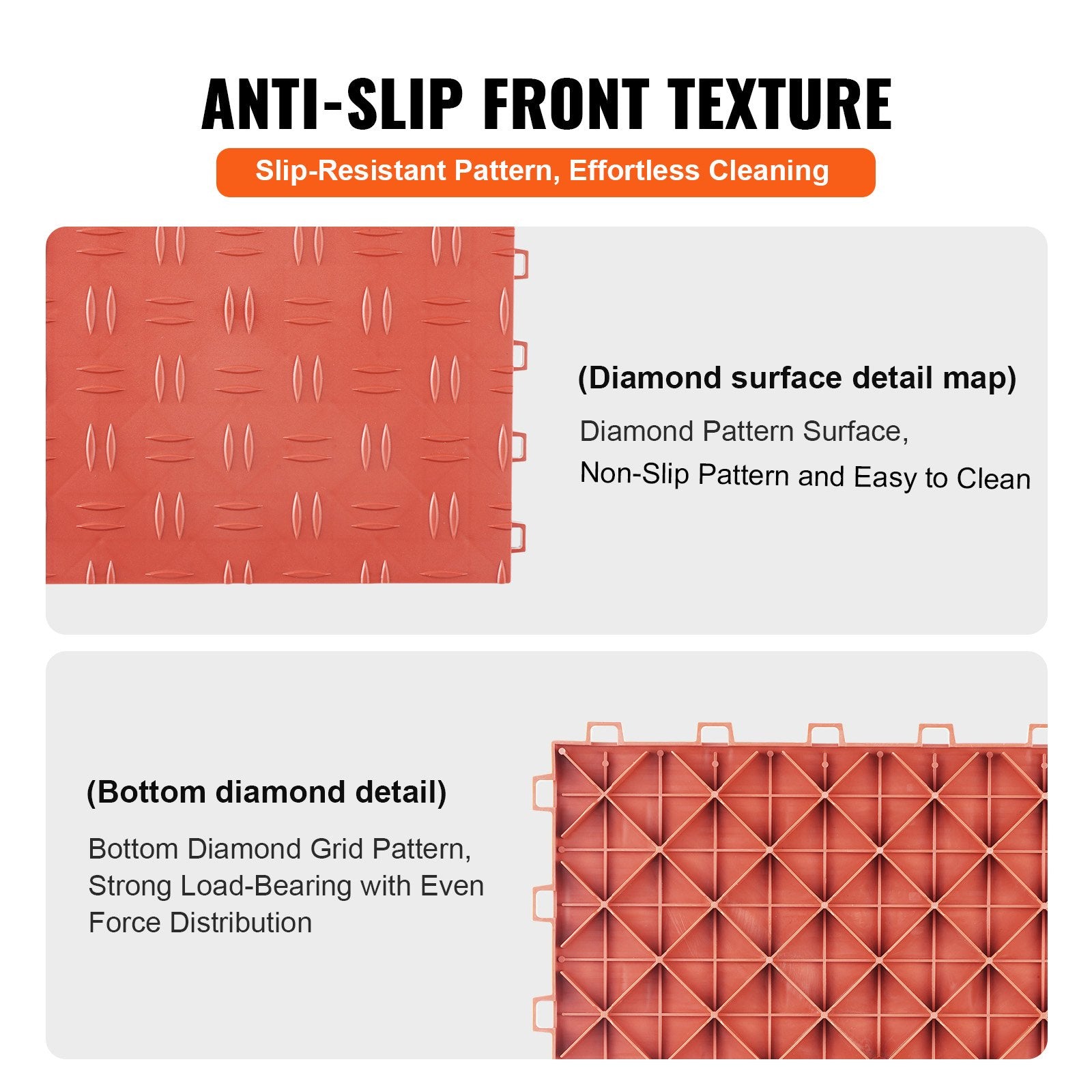 Garage Tiles Interlocking, 12 x 12 x 0.53 inch 25 Pack Garage Floor Covering Tiles, Non-Slip Double-Sided Texture Garage Flooring Tiles, for Garages, Basements, Repair Shops, Red - Image 4