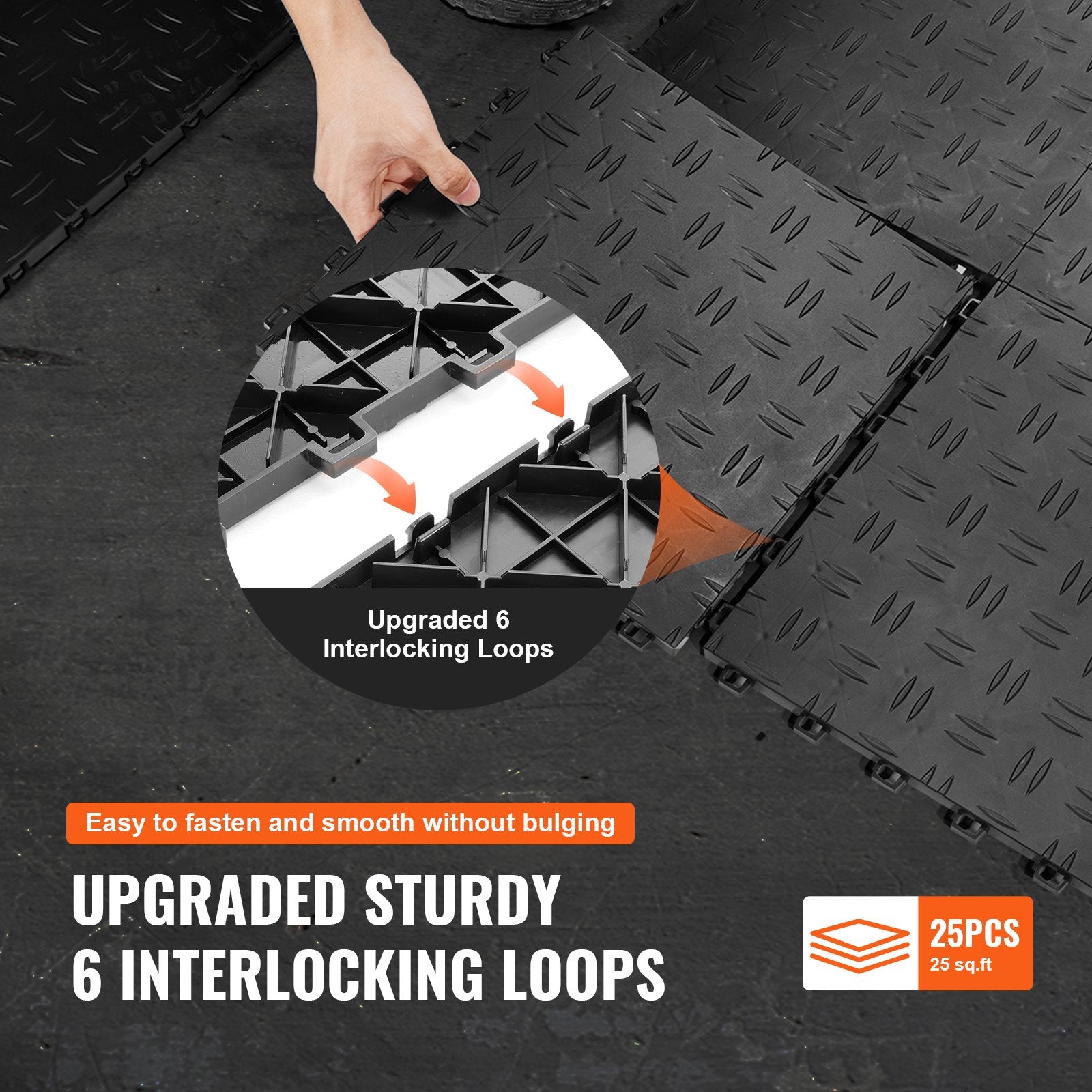 Garage Tiles Interlocking, 12 x 12 x 0.53 inch 25 Pack Garage Floor Covering Tiles, Non-Slip Double-Sided Texture Garage Flooring Tiles, for Garages, Basements, Repair Shops, Black - Image 6