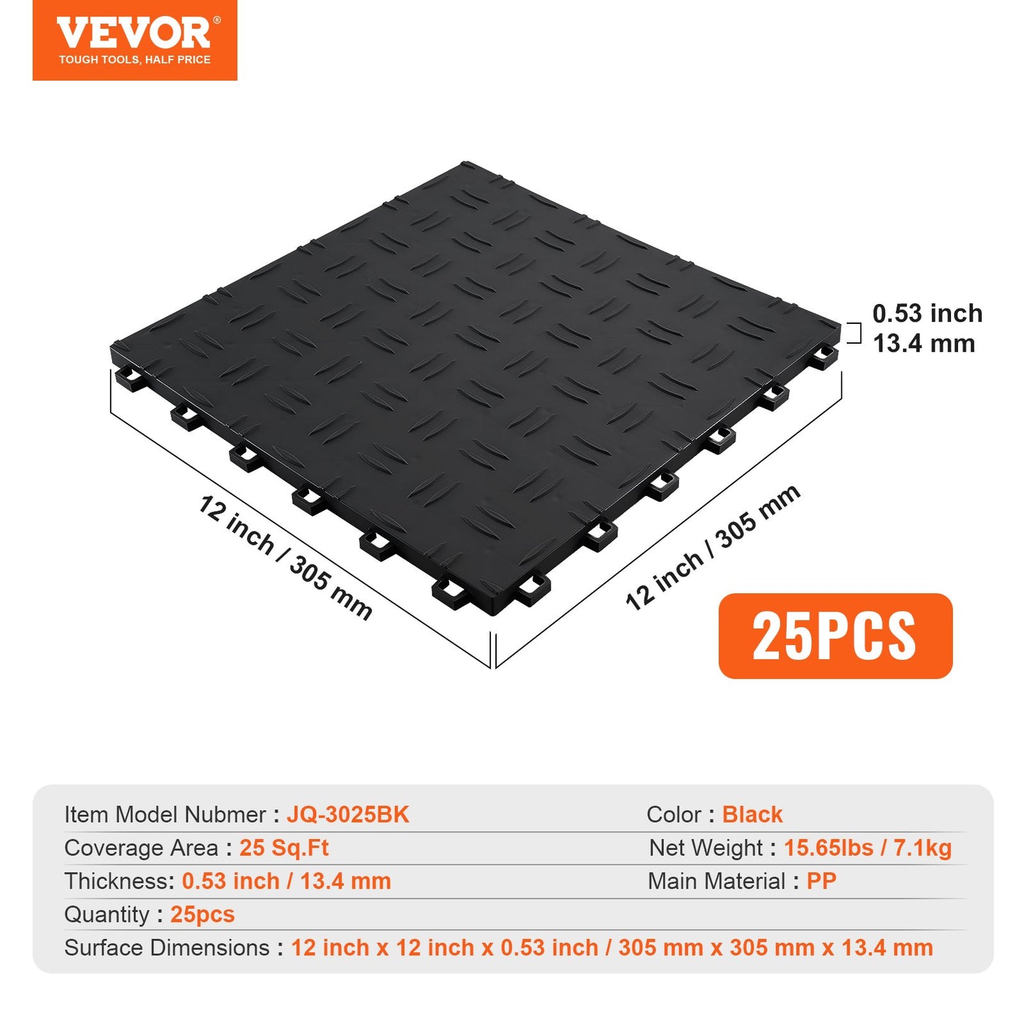 Garage Tiles Interlocking, 12 x 12 x 0.53 inch 25 Pack Garage Floor Covering Tiles, Non-Slip Double-Sided Texture Garage Flooring Tiles, for Garages, Basements, Repair Shops, Black - Image 7