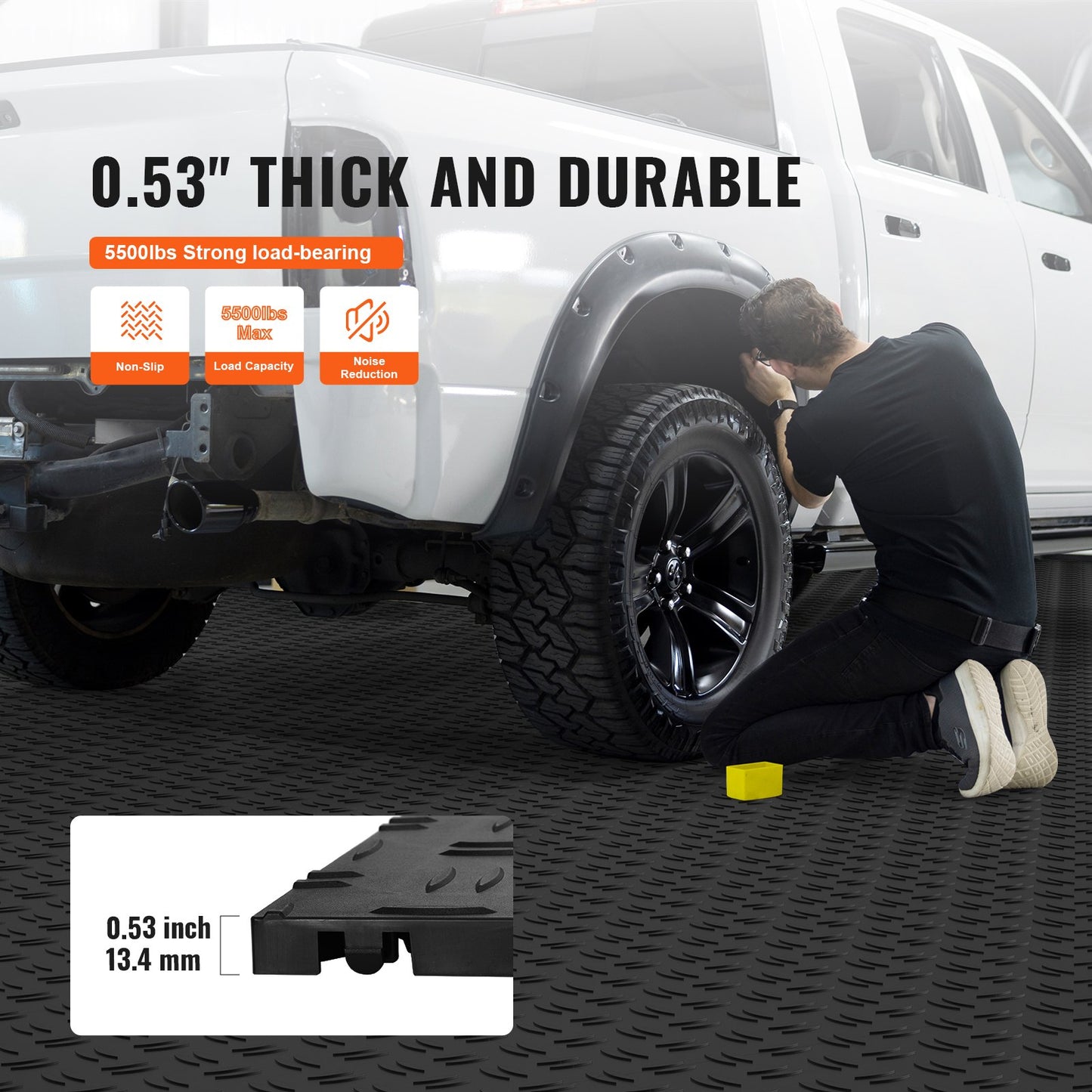 Garage Tiles Interlocking, 12 x 12 x 0.53 inch 50 Pack Garage Floor Covering Tiles, Non-Slip Double-Sided Texture Garage Flooring Tiles, for Garages, Basements, Repair Shops, Black - Image 3