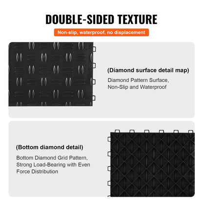 Garage Tiles Interlocking, 12 x 12 x 0.53 inch 50 Pack Garage Floor Covering Tiles, Non-Slip Double-Sided Texture Garage Flooring Tiles, for Garages, Basements, Repair Shops, Black - Image 4