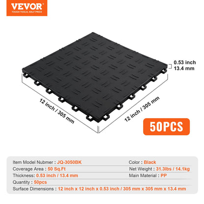 Garage Tiles Interlocking, 12 x 12 x 0.53 inch 50 Pack Garage Floor Covering Tiles, Non-Slip Double-Sided Texture Garage Flooring Tiles, for Garages, Basements, Repair Shops, Black - Image 7