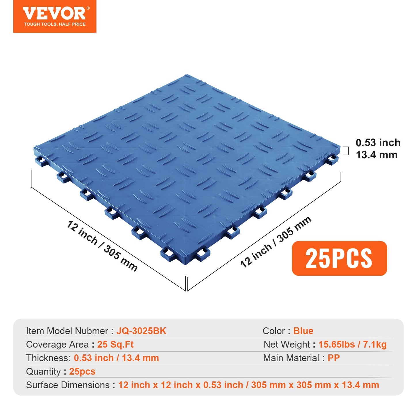 Garage Tiles Interlocking 12x12 in 25 Pack Garage Flooring Tiles Blue - Image 7