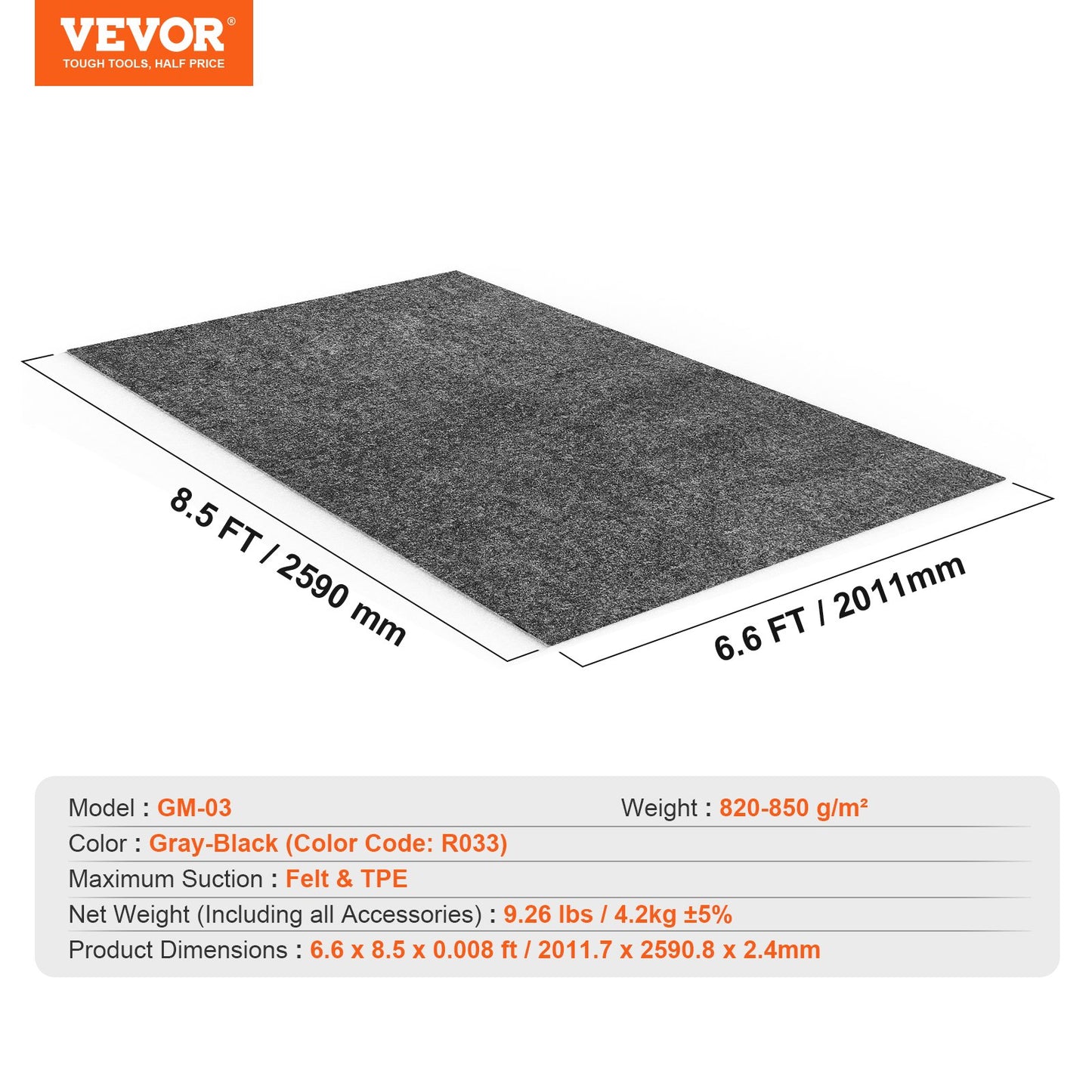 Waterproof Garage Floor Mat for Under Car, Non-slip 2 x 2.6 M Compact Size Heavy Duty Containment Mat, Protects Garage Floor from Water, Mud and Oil, For Garages,Greenhouses,Entrance - Image 7