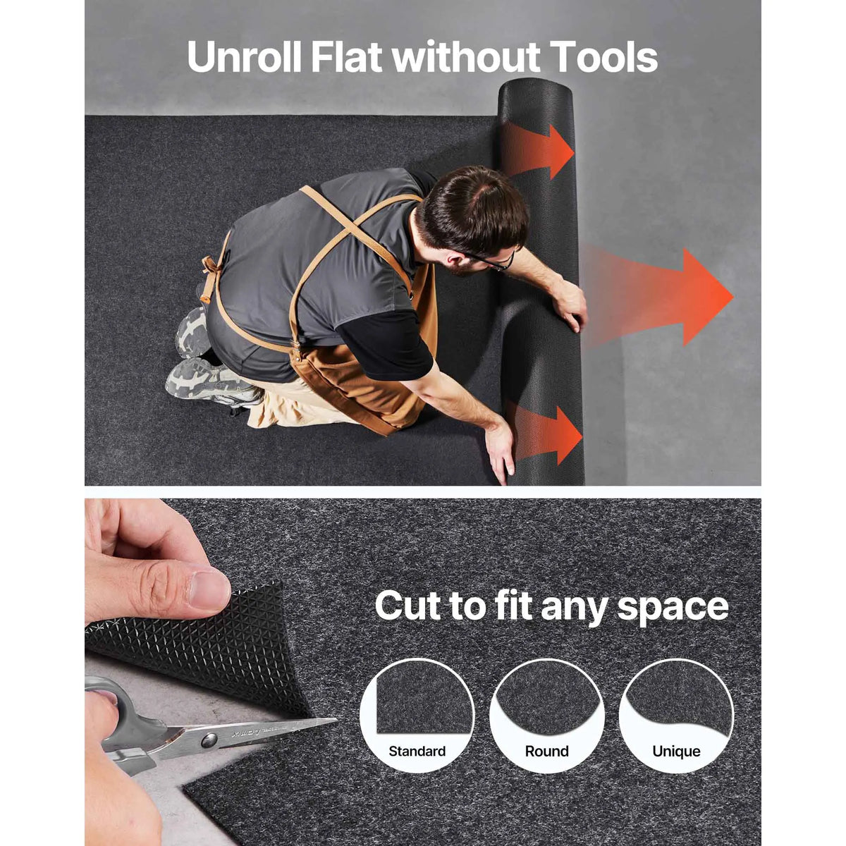 Garage Floor Mat, 2.3 x 5.79 M Waterproof Protection from Water,Snow, Rain,Mud and Oil for Cars, Non-slip Heavy Duty Containment Mat with TPE Anti-Leak Backing & Easy to Clean & Cuttable - Image 6