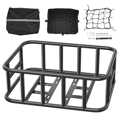 Rear Bike Basket, Medium Bicycle Basket with Cargo Net, Liner & Waterproof Cover, Heavy Duty Bike Back Basket for Adult Women/Men Carrying Dogs, Pets, Fruit & Grocery, Mounting Tools Included - Image 9