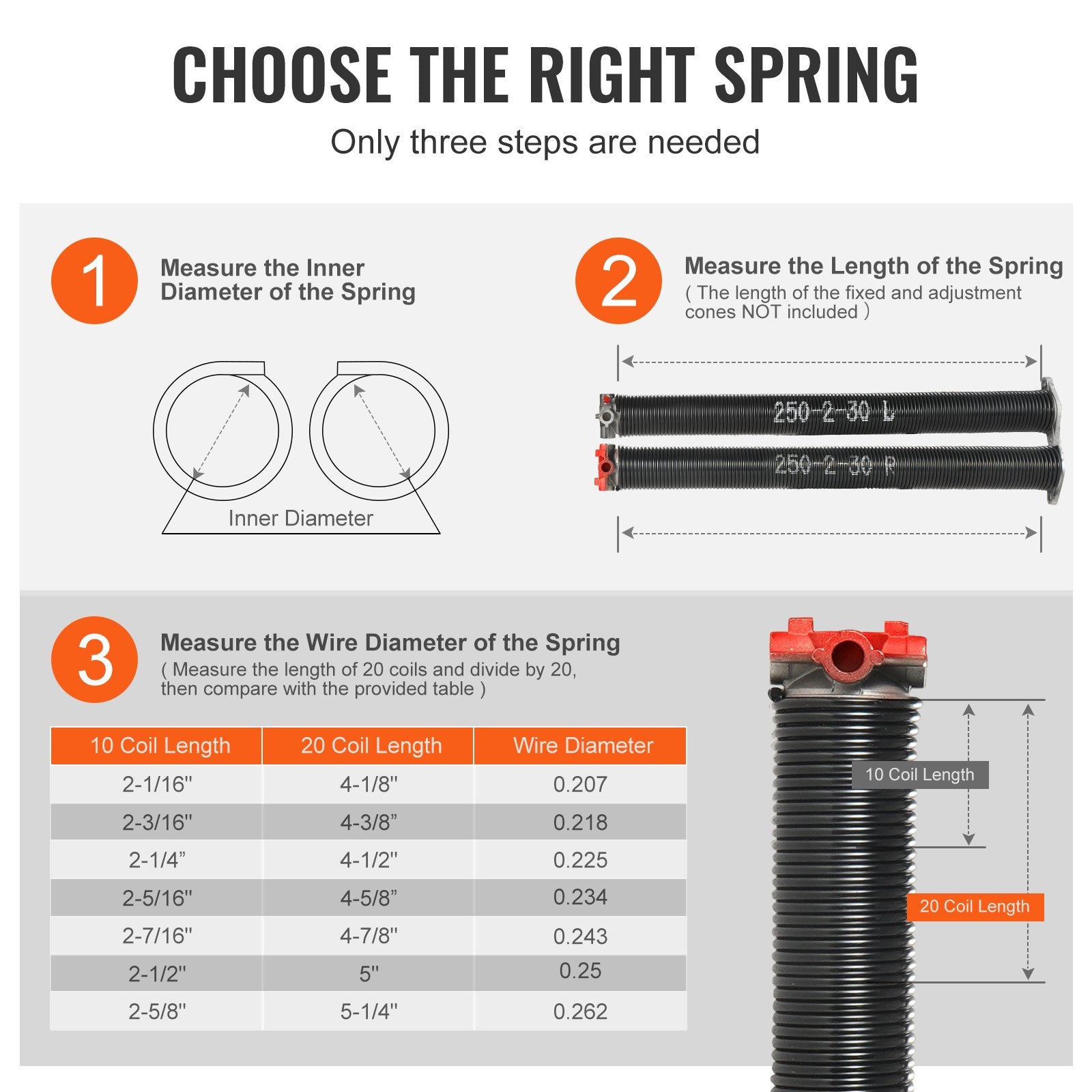 Garage Door Torsion Springs, 16000 Cycles, Pair of 0.25 x 2 x 30inch, Garage Door Springs with Non-Slip Winding Bars, Mounting Tool and Gloves, Electrophoresis Coated, for Replacement - Image 6