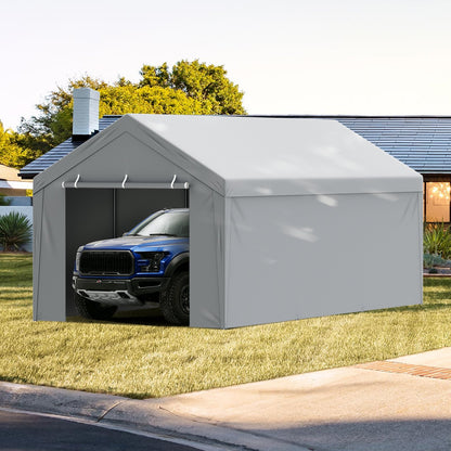 Carport Replacement Canopy Cover Top + Side Wall 10 x 20 ft, Garage Tent Shelter Tarp Heavy-Duty Waterproof & UV Protected, Easy Installation with Ball Bungees,White (Frame Not Included) - Image 8