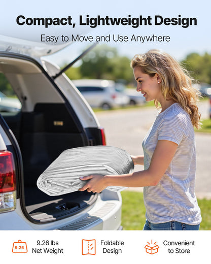 Carport Replacement Canopy, 6 x 3 m Potable Garage Tent Top Tarp, UV-Resistant & Waterproof Car Shelter Tarp, Heavy Duty Car Port Cover with Ball Buggees, Grey, Frame Not Included - Image 7