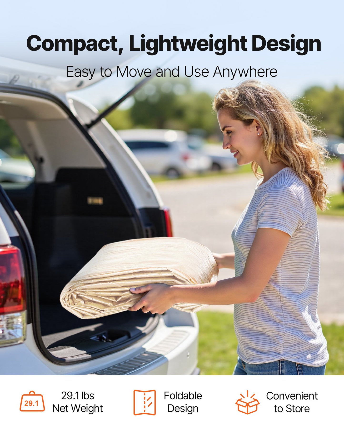 Carport Replacement Canopy, 6 x 3 m Potable Garage Tent Top Tarp with Sidewalls, UV-Resistant & Waterproof, Heavy Duty Car Shelter Tarp with Ball Buggees, Beige, Frame Not Included - Image 7