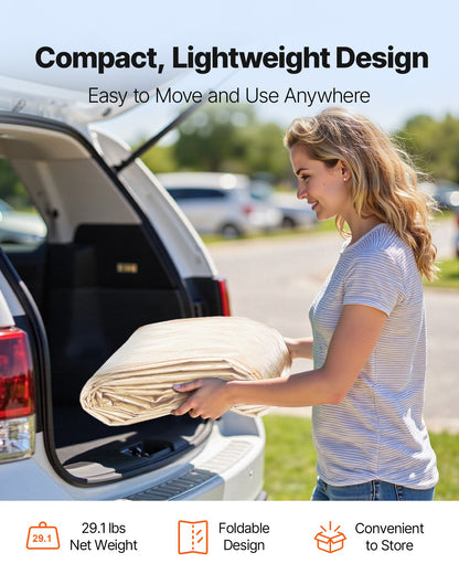 Carport Replacement Canopy, 6 x 3 m Potable Garage Tent Top Tarp with Sidewalls, UV-Resistant & Waterproof, Heavy Duty Car Shelter Tarp with Ball Buggees, Beige, Frame Not Included - Image 7