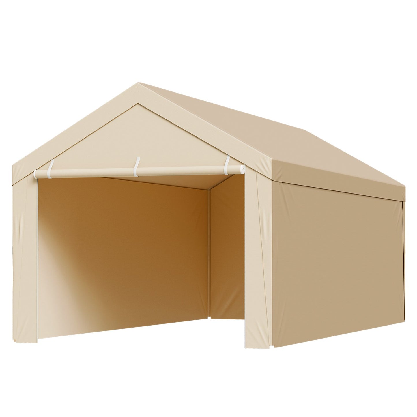 Carport Replacement Canopy, 6 x 3 m Potable Garage Tent Top Tarp with Sidewalls, UV-Resistant & Waterproof, Heavy Duty Car Shelter Tarp with Ball Buggees, Beige, Frame Not Included - Image 9