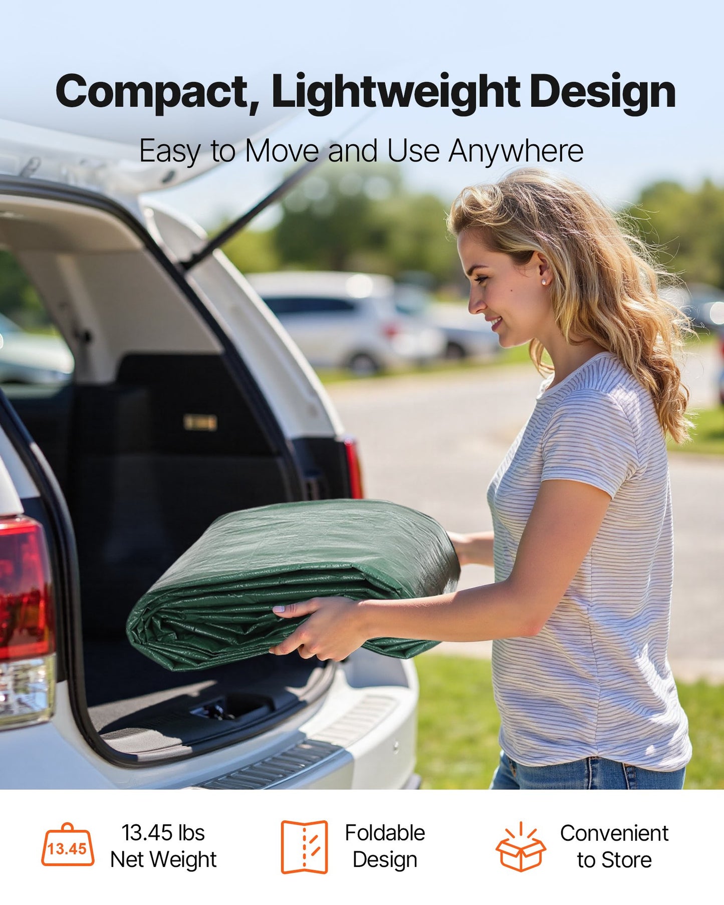 Carport Replacement Canopy, 6 x 3 m Potable Garage Tent Top Tarp, UV-Resistant & Waterproof Car Shelter Tarp, Heavy Duty Car Port Cover with Ball Buggees, Dark Green, Frame Not Included - Image 7