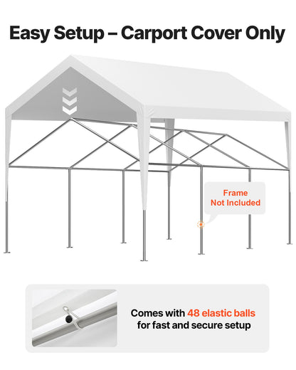 Carport Replacement Canopy, 6 x 3.6 m Potable Garage Tent Top Tarp, UV-Resistant & Waterproof Car Shelter Tarp, Heavy Duty Car Port Cover with Ball Buggees, White, Frame Not Included - Image 5