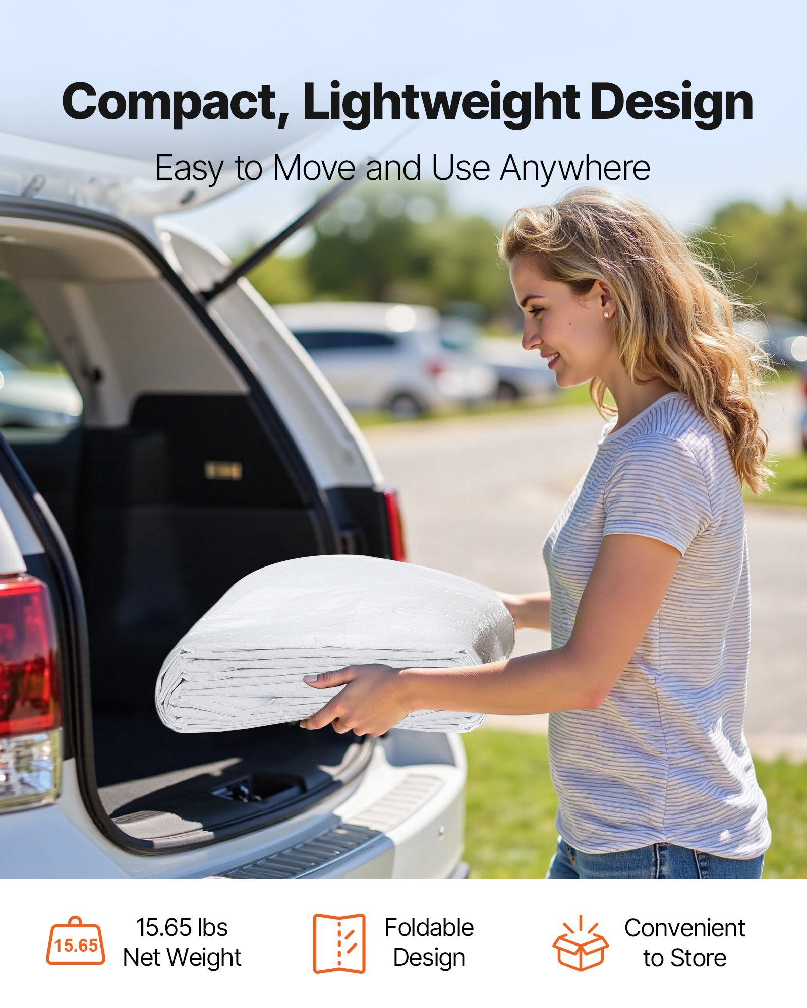 Carport Replacement Canopy, 6 x 3.6 m Potable Garage Tent Top Tarp, UV-Resistant & Waterproof Car Shelter Tarp, Heavy Duty Car Port Cover with Ball Buggees, White, Frame Not Included - Image 7