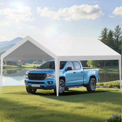 Carport Replacement Canopy, 6 x 3.6 m Potable Garage Tent Top Tarp, UV-Resistant & Waterproof Car Shelter Tarp, Heavy Duty Car Port Cover with Ball Buggees, White, Frame Not Included - Image 8