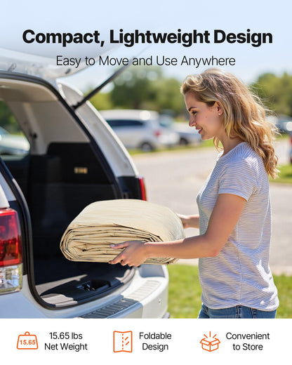 Carport Replacement Canopy, 6 x 3.6 m Potable Garage Tent Top Tarp, UV-Resistant & Waterproof Car Shelter Tarp, Heavy Duty Car Port Cover with Ball Buggees, Beige, Frame Not Included - Image 7