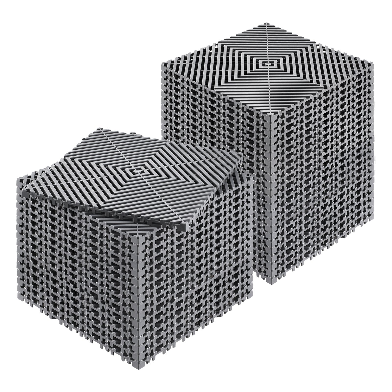 Interlocking Drainage Mat, 31 x 31 cm Modular Interlocking Cushion, 40 Pcs Splicing Drainage Mats, Non-Slip Gray PP Drainage Floor Tile and Shower Mat, for Garage, Garden, Kitchen & Outdoor