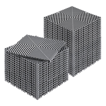 Interlocking Drainage Mat, 31 x 31 cm Modular Interlocking Cushion, 40 Pcs Splicing Drainage Mats, Non-Slip Gray PP Drainage Floor Tile and Shower Mat, for Garage, Garden, Kitchen & Outdoor