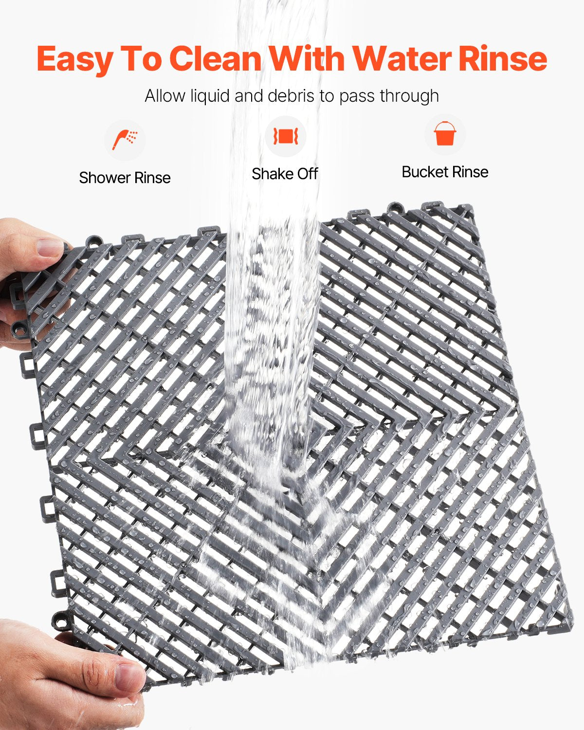 Interlocking Drainage Mat, 31 x 31 cm Modular Interlocking Cushion, 40 Pcs Splicing Drainage Mats, Non-Slip Gray PP Drainage Floor Tile and Shower Mat, for Garage, Garden, Kitchen & Outdoor - Image 4
